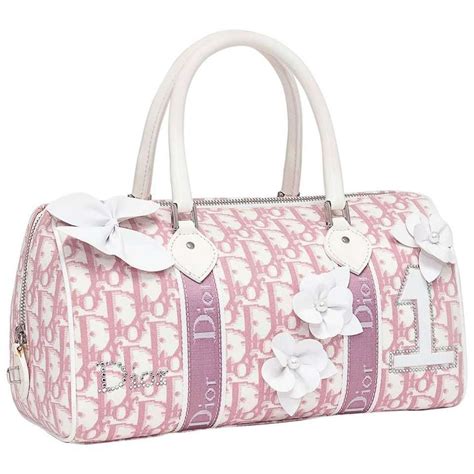 dior pink and white with flowers|vintage pink Dior bag.